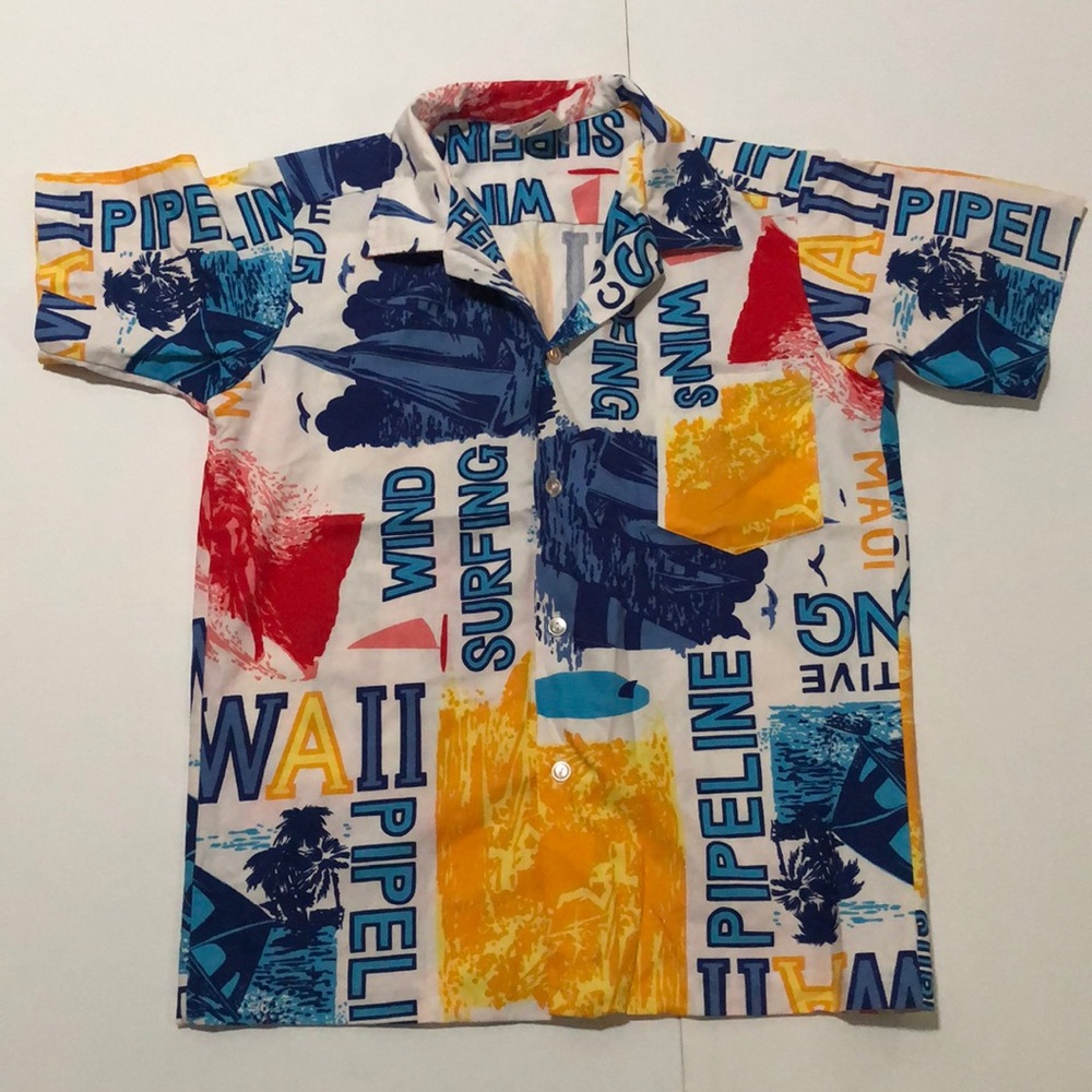 Nui Nalu Boys Size 15 Hawaiian Button Down Shirt
